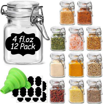 17Oz Airtight Glass Storage Jars with Lids - Set of 6 Clear Canisters with Wire Clip Fastening for Kitchen Canning and Pickling