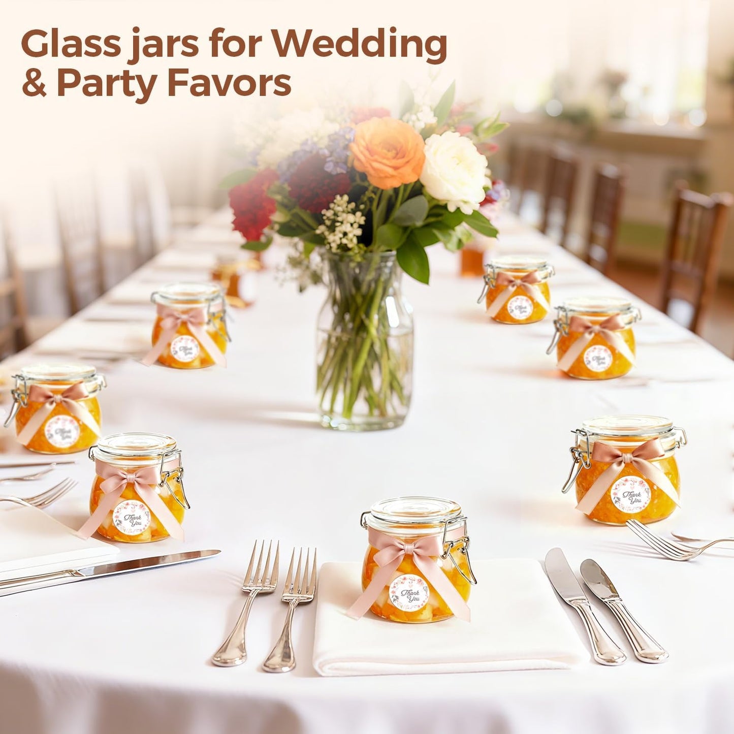 17Oz Airtight Glass Storage Jars with Lids - Set of 6 Clear Canisters with Wire Clip Fastening for Kitchen Canning and Pickling