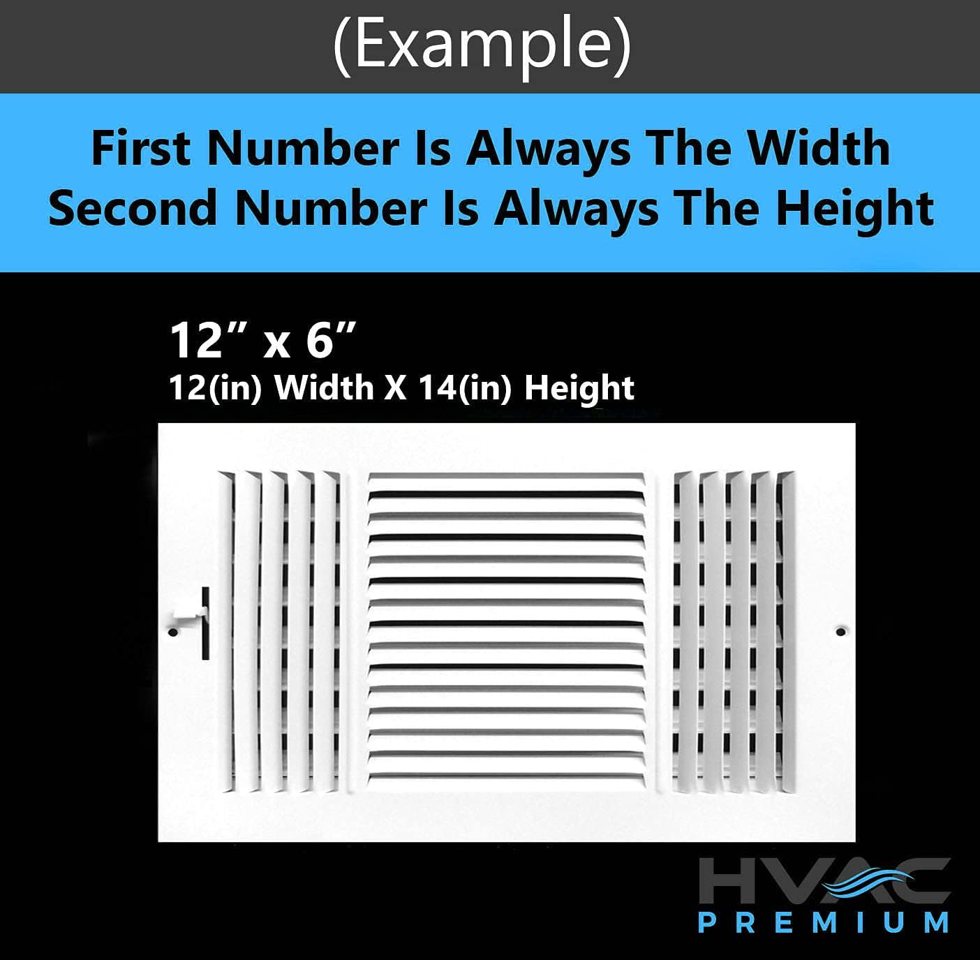 14'' X 12'' 3-Way AIR Supply Grille - Vent Cover & Diffuser - Flat Stamped Face - White [Outer Dimensions: 15.75''W X 13.75''H]