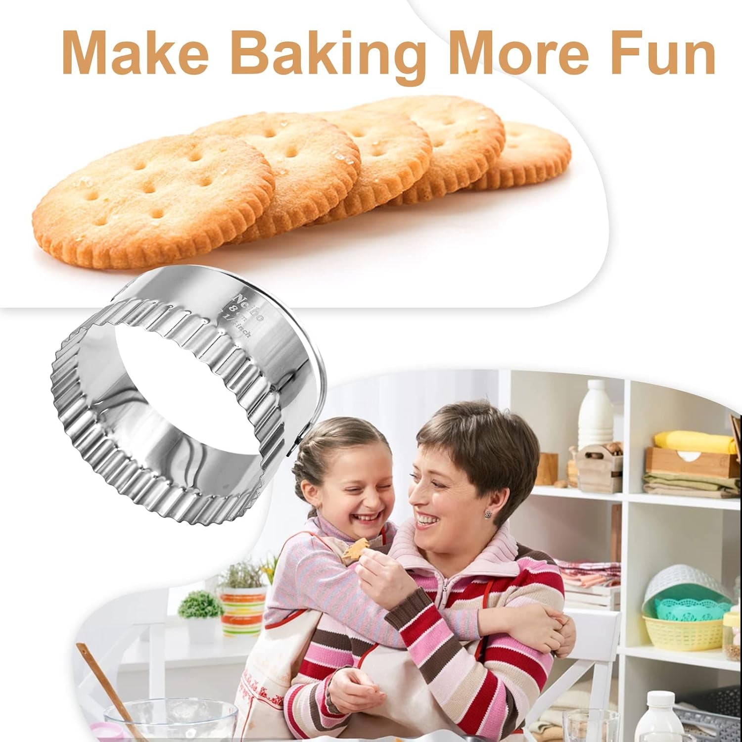 Fluted Edge Biscuit Cutter Set - round Circle Scone, Pastry, and Dough Cutters for Baking, Dumpling Skin, and Fondant