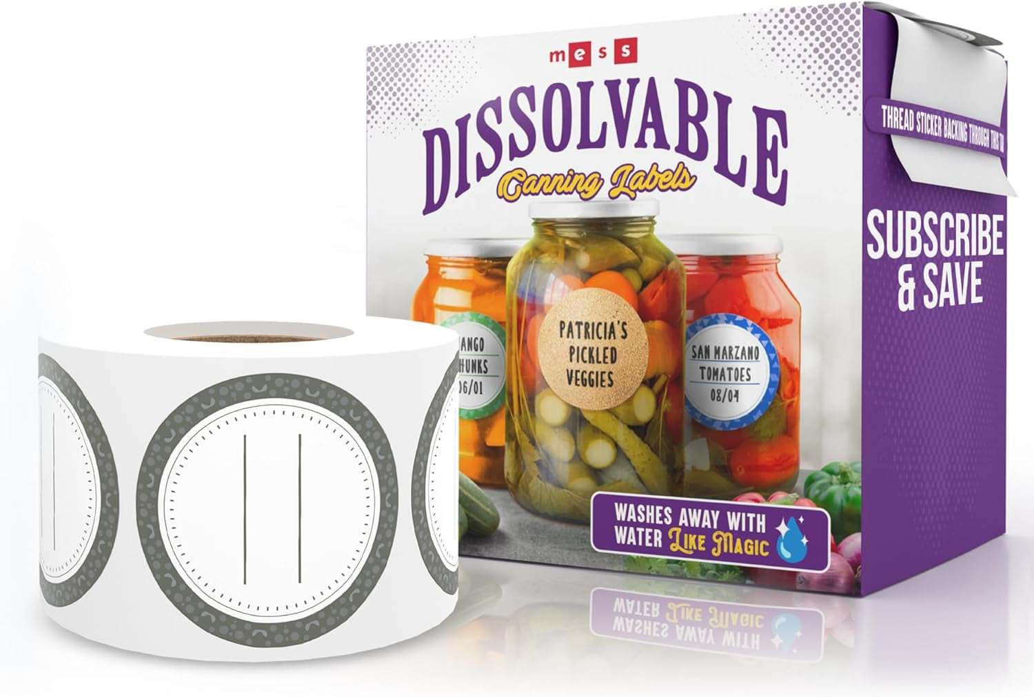 Canning Labels Dissolvable Stickers for Mason Jars and More (2" round 200/Roll) Canning Supplies Washes off in Seconds like Magic - Jar Labels Homemade Jam, Jelly, and More (Slate)