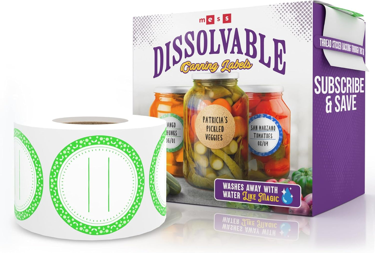 Canning Labels Dissolvable Stickers for Mason Jars and More (2" round 200/Roll) Canning Supplies Washes off in Seconds like Magic - Jar Labels Homemade Jam, Jelly, and More (Slate)