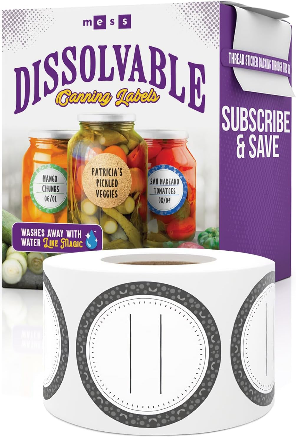 Canning Labels Dissolvable Stickers for Mason Jars and More (2" round 200/Roll) Canning Supplies Washes off in Seconds like Magic - Jar Labels Homemade Jam, Jelly, and More (Slate)