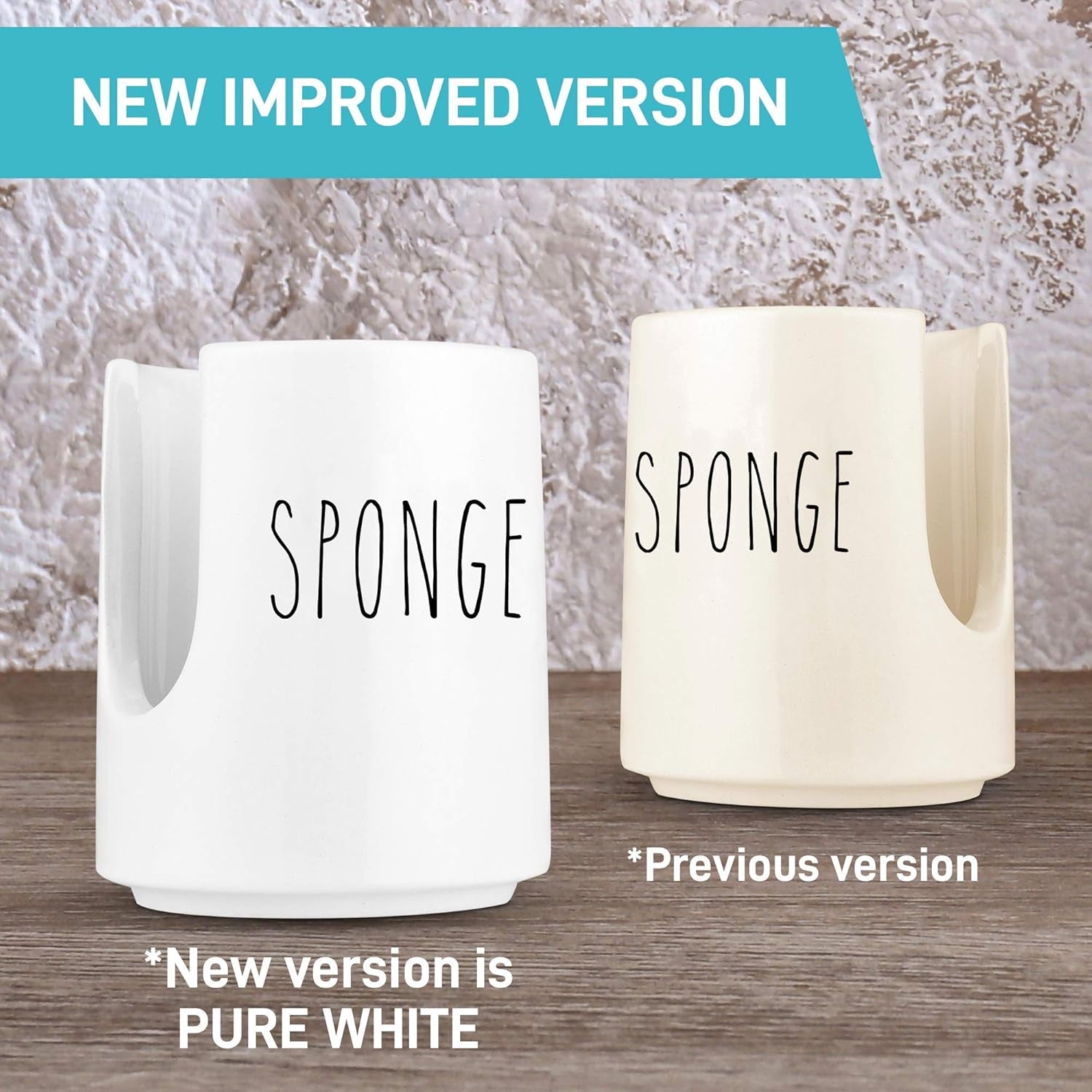 Ceramic Sponge Holder for Kitchen Sink – White Sink Caddy Organizer – Farmhouse Kitchen Sponge Holder – Cute Ceramic Sponge Rest for Countertop