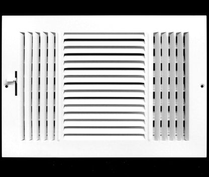 14'' X 12'' 3-Way AIR Supply Grille - Vent Cover & Diffuser - Flat Stamped Face - White [Outer Dimensions: 15.75''W X 13.75''H]