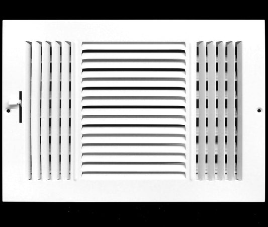 14'' X 12'' 3-Way AIR Supply Grille - Vent Cover & Diffuser - Flat Stamped Face - White [Outer Dimensions: 15.75''W X 13.75''H]