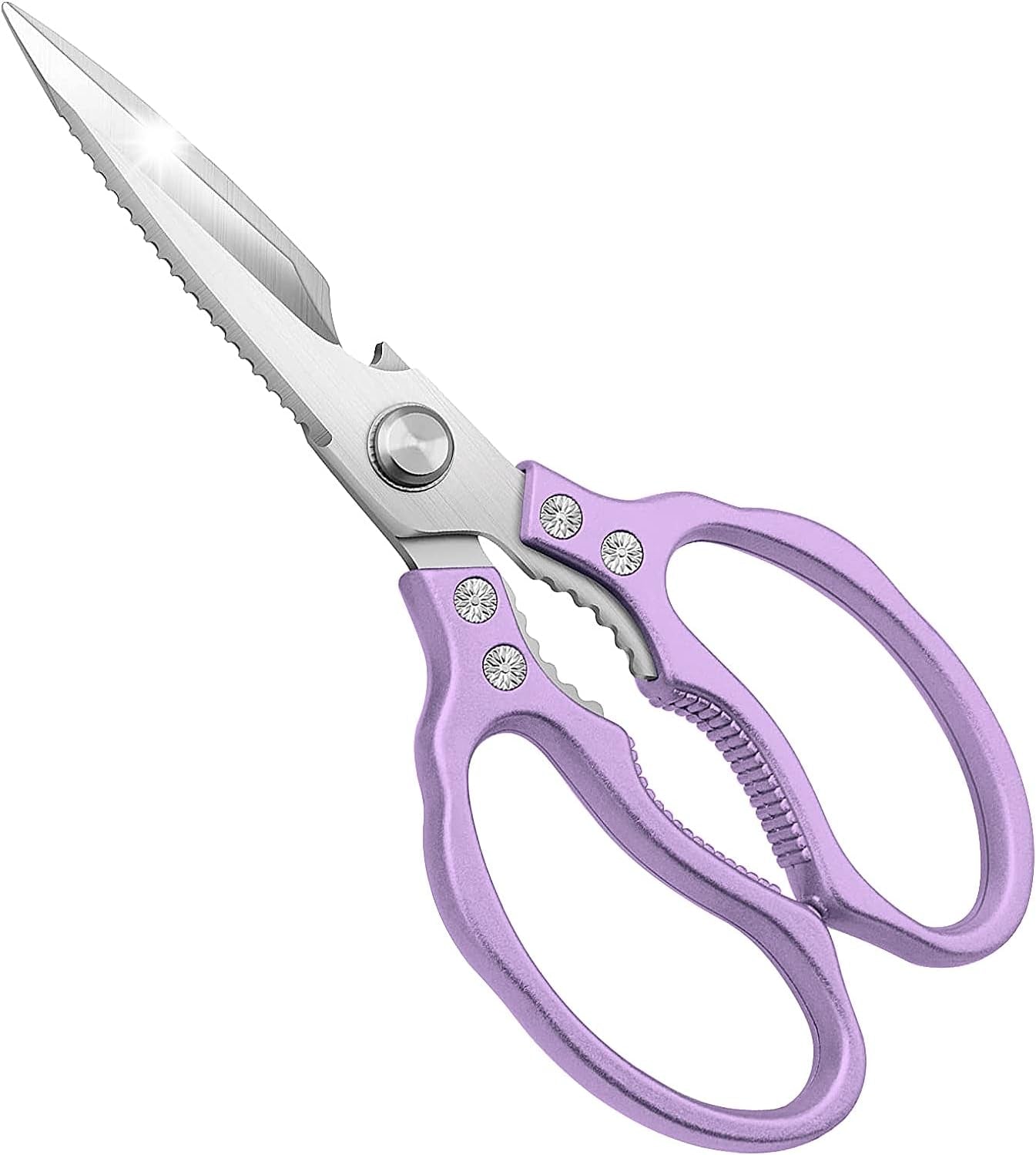 Kitchen Scissors All Purpose Heavy Duty, Ultra Sharp Stainless Steel Kitchen Shears Dishwasher Safe, Cooking Shears for Chicken, Poultry, Fish, Meat, Herbs & Grapes with Non-Slip Grips - Gold