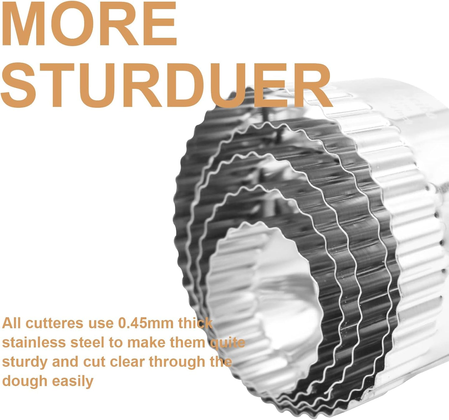 Fluted Edge Biscuit Cutter Set - round Circle Scone, Pastry, and Dough Cutters for Baking, Dumpling Skin, and Fondant