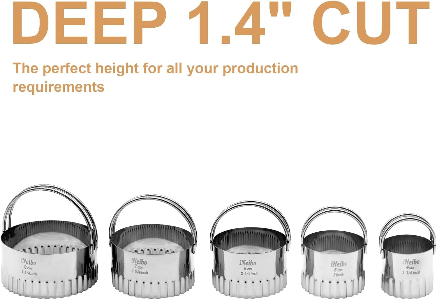 Fluted Edge Biscuit Cutter Set - round Circle Scone, Pastry, and Dough Cutters for Baking, Dumpling Skin, and Fondant