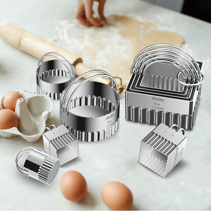 Fluted Edge Biscuit Cutter Set - round Circle Scone, Pastry, and Dough Cutters for Baking, Dumpling Skin, and Fondant