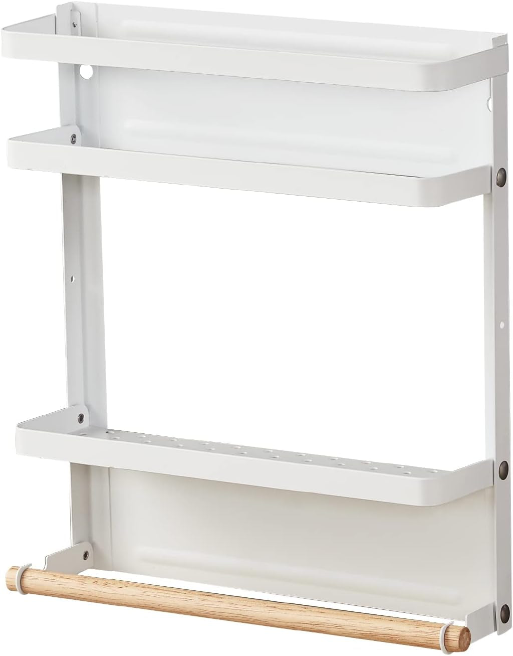 Magnetic Paper Towel Holder, 2-In-1 Magnetic Spice Rack with Hooks,Wall Mount Shelf Towel Rack for Refrigerator (Black, with Hook)