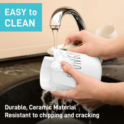 Ceramic Sponge Holder for Kitchen Sink – White Sink Caddy Organizer – Farmhouse Kitchen Sponge Holder – Cute Ceramic Sponge Rest for Countertop